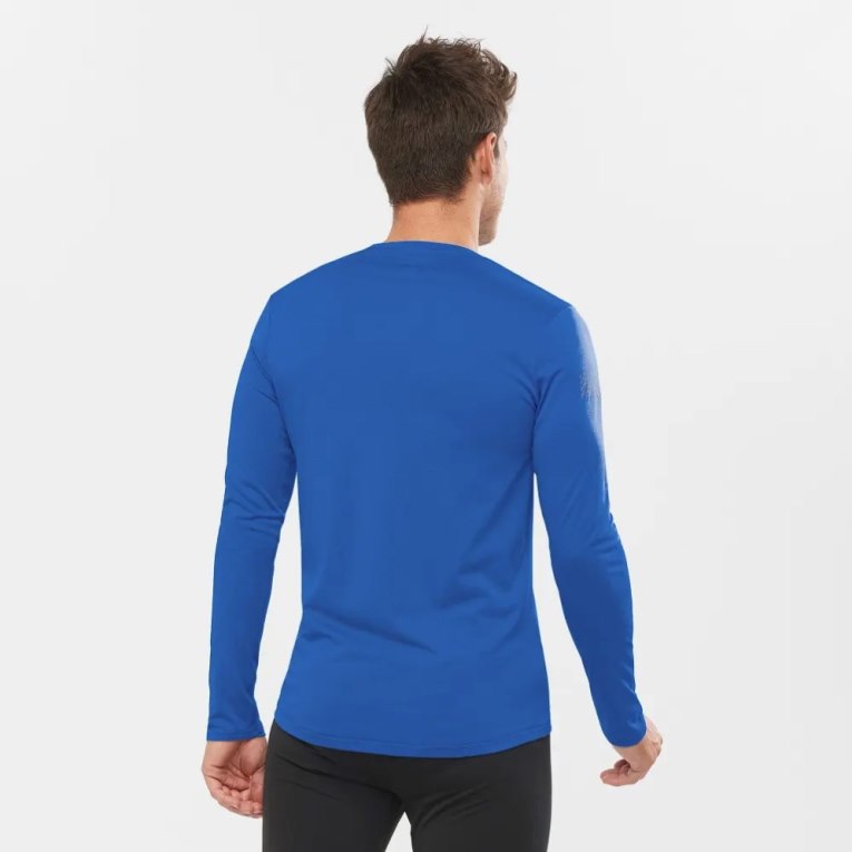 Salomon Agile Long Sleeve Men's T-Shirts Blue | CA 9P45
